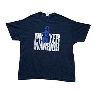 Prayer Warrior T-Shirt Men's Size XL Black Glitter Graphic Short Sleeve